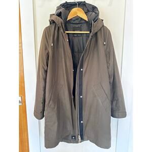 Zara Winter Jacket Women's Small Olive Army Green Zipp Out Liner